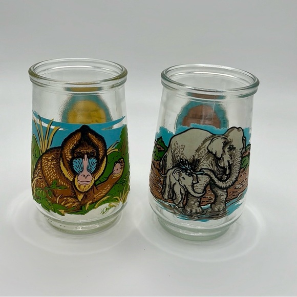 Welch’s Endangered Species Collection Drinking Glasses Mandrill Asian Elephant - Picture 4 of 4